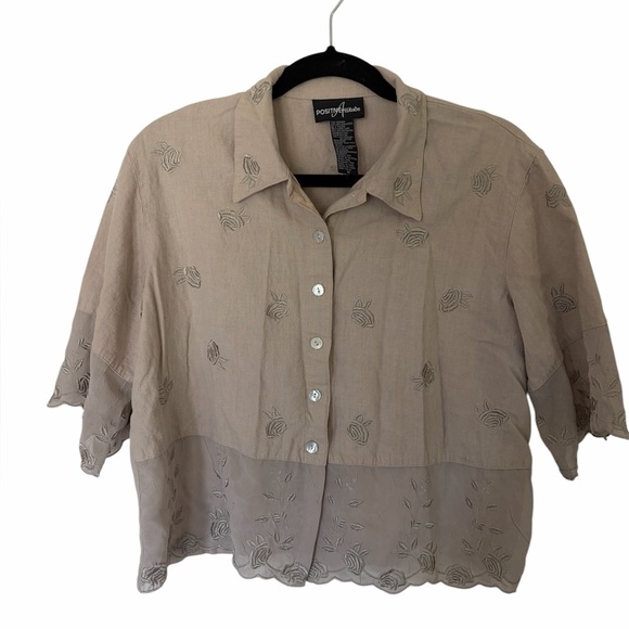 Vintage Tops - Boho Y2K linen blend top